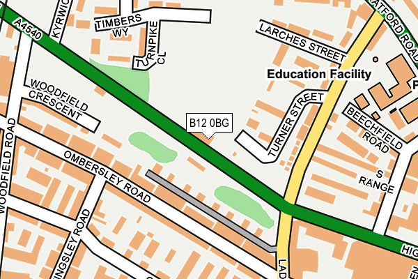 B12 0BG map - OS OpenMap – Local (Ordnance Survey) B12 0BG map - OS OpenMap – Local (Ordnance Survey)