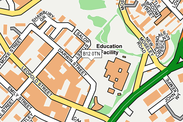 B12 0TN map - OS OpenMap – Local (Ordnance Survey) B12 0TN map - OS OpenMap – Local (Ordnance Survey)