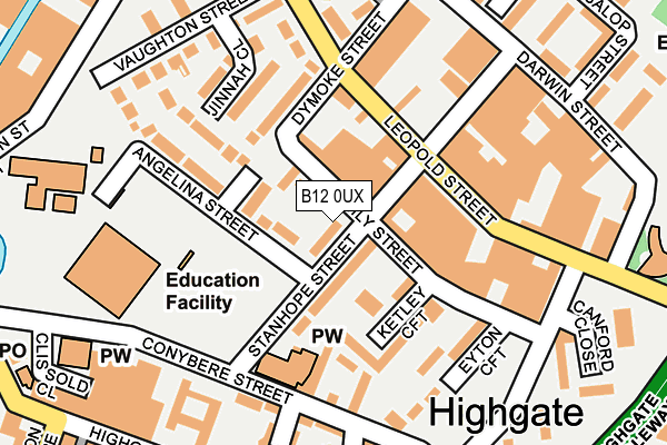 B12 0UX map - OS OpenMap – Local (Ordnance Survey)