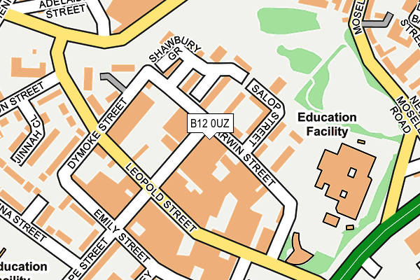 B12 0UZ map - OS OpenMap – Local (Ordnance Survey) B12 0UZ map - OS OpenMap – Local (Ordnance Survey)
