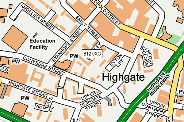 B12 0XG map - OS OpenMap – Local (Ordnance Survey) B12 0XG map - OS OpenMap – Local (Ordnance Survey)