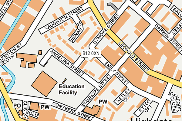 B12 0XN map - OS OpenMap – Local (Ordnance Survey) B12 0XN map - OS OpenMap – Local (Ordnance Survey)