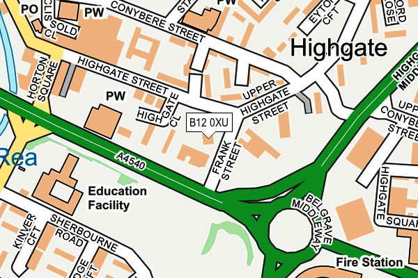 B12 0XU map - OS OpenMap – Local (Ordnance Survey) B12 0XU map - OS OpenMap – Local (Ordnance Survey)
