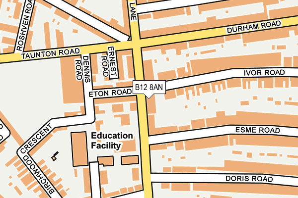 B12 8AN map - OS OpenMap – Local (Ordnance Survey)