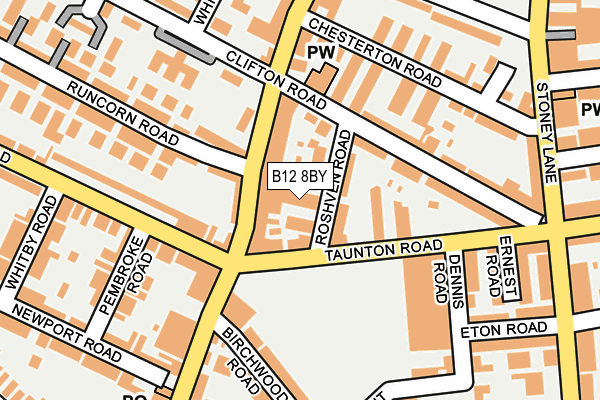 B12 8BY map - OS OpenMap – Local (Ordnance Survey)
