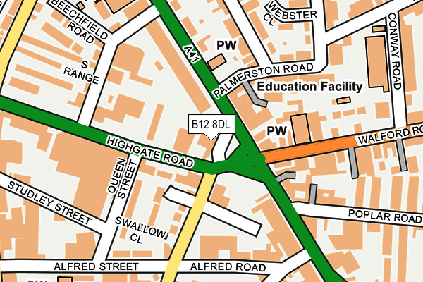 B12 8DL map - OS OpenMap – Local (Ordnance Survey) B12 8DL map - OS OpenMap – Local (Ordnance Survey)