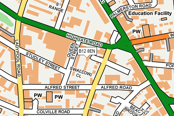 B12 8EN map - OS OpenMap – Local (Ordnance Survey) B12 8EN map - OS OpenMap – Local (Ordnance Survey)