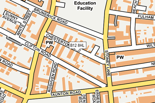 B12 8HL map - OS OpenMap – Local (Ordnance Survey) B12 8HL map - OS OpenMap – Local (Ordnance Survey)