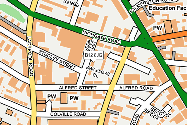 B12 8JG map - OS OpenMap – Local (Ordnance Survey) B12 8JG map - OS OpenMap – Local (Ordnance Survey)