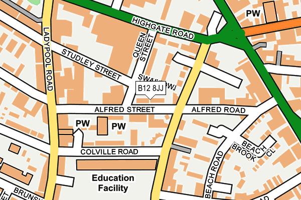 B12 8JJ map - OS OpenMap – Local (Ordnance Survey) B12 8JJ map - OS OpenMap – Local (Ordnance Survey)