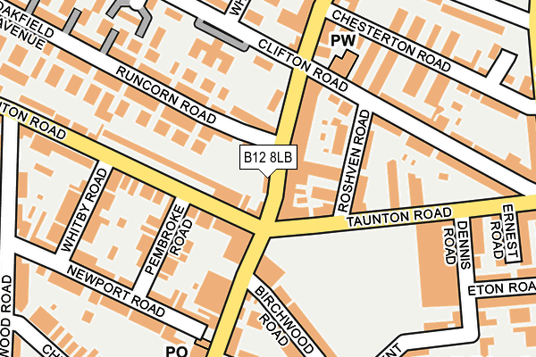 B12 8LB map - OS OpenMap – Local (Ordnance Survey)