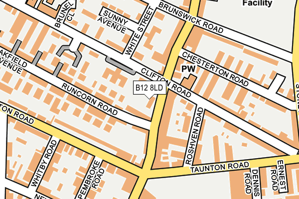 B12 8LD map - OS OpenMap – Local (Ordnance Survey)