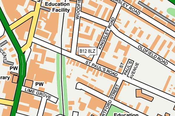 B12 8LZ map - OS OpenMap – Local (Ordnance Survey) B12 8LZ map - OS OpenMap – Local (Ordnance Survey)
