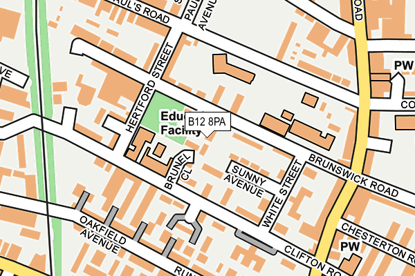 B12 8PA map - OS OpenMap – Local (Ordnance Survey) B12 8PA map - OS OpenMap – Local (Ordnance Survey)