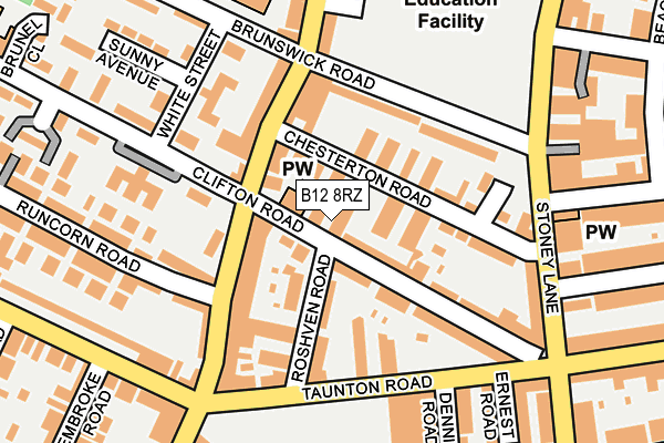 B12 8RZ map - OS OpenMap – Local (Ordnance Survey) B12 8RZ map - OS OpenMap – Local (Ordnance Survey)