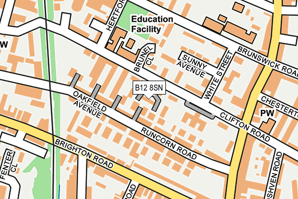 B12 8SN map - OS OpenMap – Local (Ordnance Survey)