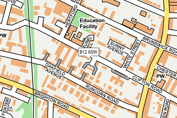 B12 8SW map - OS OpenMap – Local (Ordnance Survey) B12 8SW map - OS OpenMap – Local (Ordnance Survey)