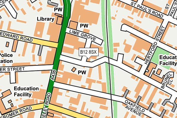 B12 8SX map - OS OpenMap – Local (Ordnance Survey) B12 8SX map - OS OpenMap – Local (Ordnance Survey)