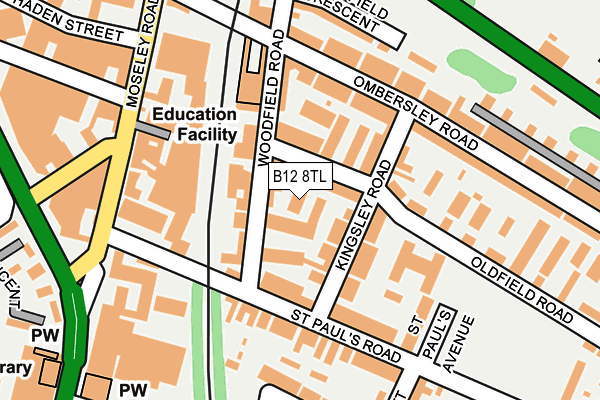 B12 8TL map - OS OpenMap – Local (Ordnance Survey) B12 8TL map - OS OpenMap – Local (Ordnance Survey)