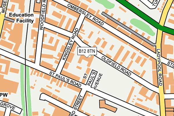 B12 8TN map - OS OpenMap – Local (Ordnance Survey) B12 8TN map - OS OpenMap – Local (Ordnance Survey)
