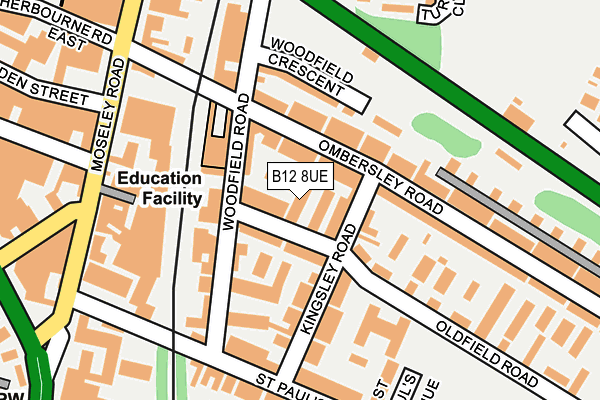 B12 8UE map - OS OpenMap – Local (Ordnance Survey) B12 8UE map - OS OpenMap – Local (Ordnance Survey)
