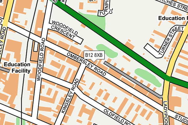 B12 8XB map - OS OpenMap – Local (Ordnance Survey) B12 8XB map - OS OpenMap – Local (Ordnance Survey)
