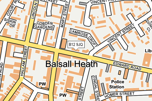B12 9JQ map - OS OpenMap – Local (Ordnance Survey) B12 9JQ map - OS OpenMap – Local (Ordnance Survey)
