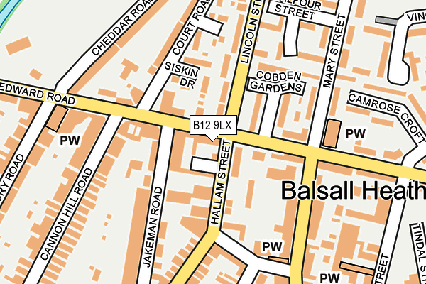 B12 9LX map - OS OpenMap – Local (Ordnance Survey) B12 9LX map - OS OpenMap – Local (Ordnance Survey)