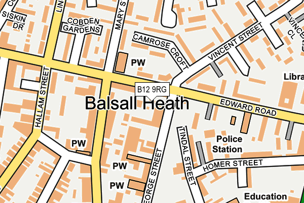 B12 9RG map - OS OpenMap – Local (Ordnance Survey) B12 9RG map - OS OpenMap – Local (Ordnance Survey)