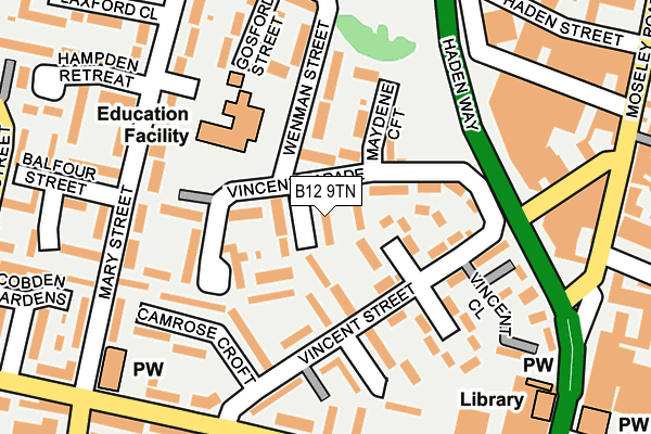 B12 9TN map - OS OpenMap – Local (Ordnance Survey) B12 9TN map - OS OpenMap – Local (Ordnance Survey)