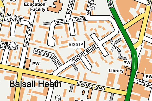 B12 9TP map - OS OpenMap – Local (Ordnance Survey) B12 9TP map - OS OpenMap – Local (Ordnance Survey)
