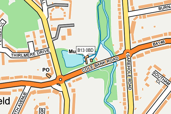 B13 0BD map - OS OpenMap – Local (Ordnance Survey) B13 0BD map - OS OpenMap – Local (Ordnance Survey)