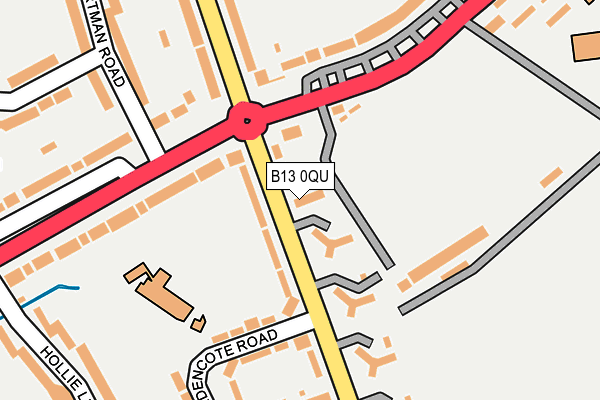 B13 0QU map - OS OpenMap – Local (Ordnance Survey) B13 0QU map - OS OpenMap – Local (Ordnance Survey)