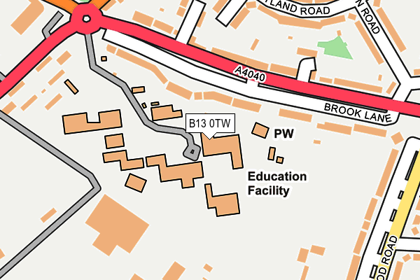B13 0TW map - OS OpenMap – Local (Ordnance Survey) B13 0TW map - OS OpenMap – Local (Ordnance Survey)