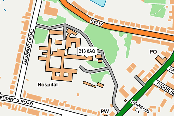 B13 8AQ map - OS OpenMap – Local (Ordnance Survey) B13 8AQ map - OS OpenMap – Local (Ordnance Survey)