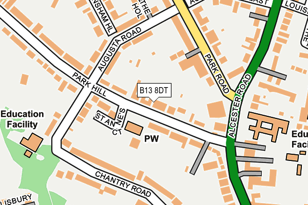 B13 8DT map - OS OpenMap – Local (Ordnance Survey) B13 8DT map - OS OpenMap – Local (Ordnance Survey)