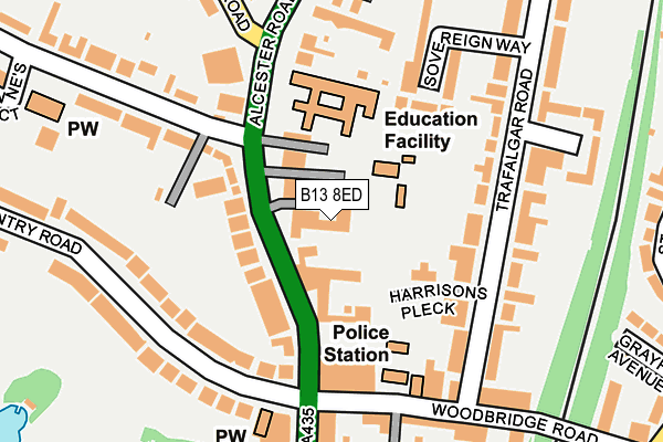 B13 8ED map - OS OpenMap – Local (Ordnance Survey) B13 8ED map - OS OpenMap – Local (Ordnance Survey)