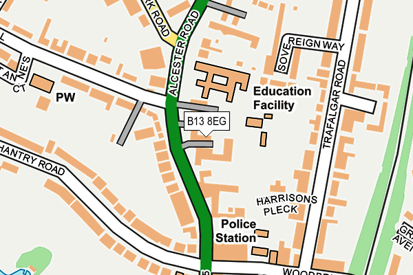 B13 8EG map - OS OpenMap – Local (Ordnance Survey) B13 8EG map - OS OpenMap – Local (Ordnance Survey)