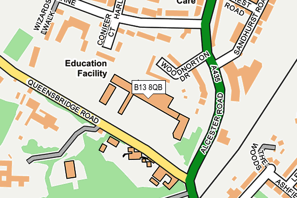 B13 8QB map - OS OpenMap – Local (Ordnance Survey)