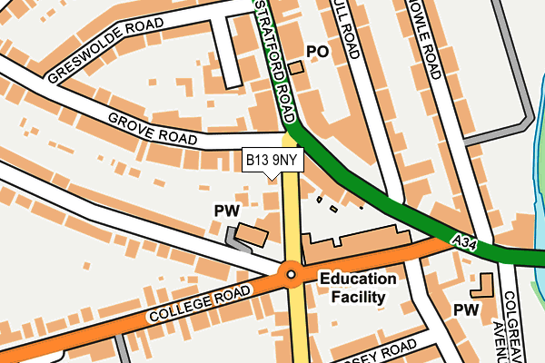 B13 9NY map - OS OpenMap – Local (Ordnance Survey)