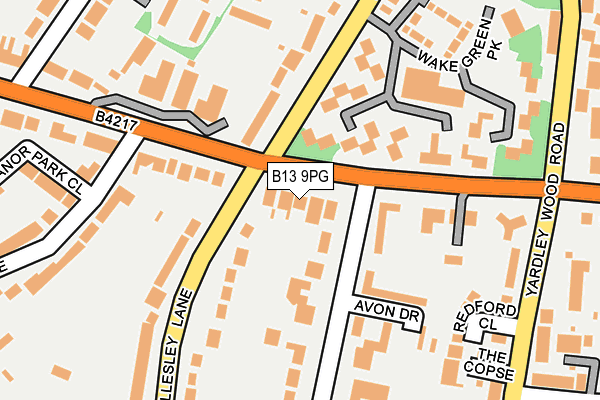 B13 9PG map - OS OpenMap – Local (Ordnance Survey) B13 9PG map - OS OpenMap – Local (Ordnance Survey)
