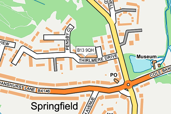 B13 9QH map - OS OpenMap – Local (Ordnance Survey) B13 9QH map - OS OpenMap – Local (Ordnance Survey)