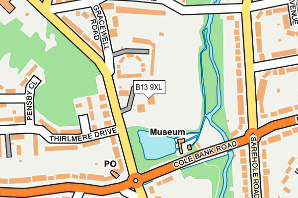 B13 9XL map - OS OpenMap – Local (Ordnance Survey) B13 9XL map - OS OpenMap – Local (Ordnance Survey)