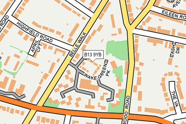 B13 9YB map - OS OpenMap – Local (Ordnance Survey) B13 9YB map - OS OpenMap – Local (Ordnance Survey)