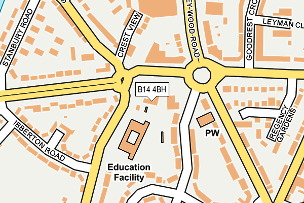B14 4BH map - OS OpenMap – Local (Ordnance Survey) B14 4BH map - OS OpenMap – Local (Ordnance Survey)