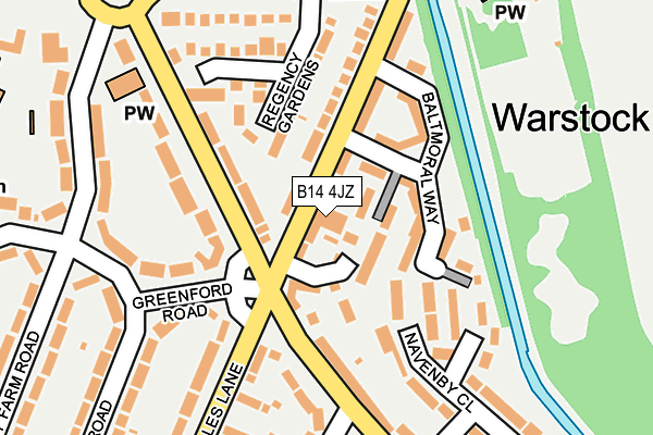 B14 4JZ map - OS OpenMap – Local (Ordnance Survey) B14 4JZ map - OS OpenMap – Local (Ordnance Survey)