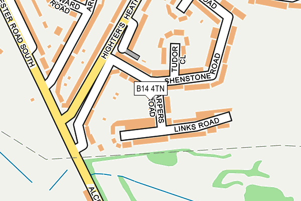 B14 4TN map - OS OpenMap – Local (Ordnance Survey) B14 4TN map - OS OpenMap – Local (Ordnance Survey)