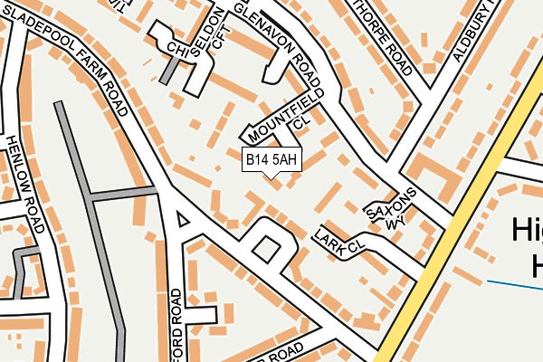 B14 5AH map - OS OpenMap – Local (Ordnance Survey) B14 5AH map - OS OpenMap – Local (Ordnance Survey)