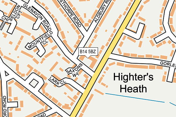 B14 5BZ map - OS OpenMap – Local (Ordnance Survey) B14 5BZ map - OS OpenMap – Local (Ordnance Survey)