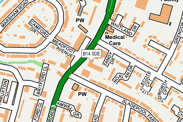 B14 5DE map - OS OpenMap – Local (Ordnance Survey) B14 5DE map - OS OpenMap – Local (Ordnance Survey)